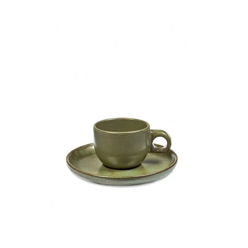 ESPRESSO CUP SURFACE D6,5 H5 WITH UNDER PLATE D13 CAMOGREEN