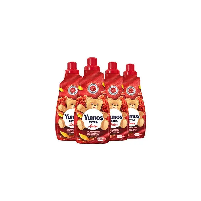 Yumo Extra Concentrated Fabric Softener Amber 1440 Ml 60 Washes 4 Pieces