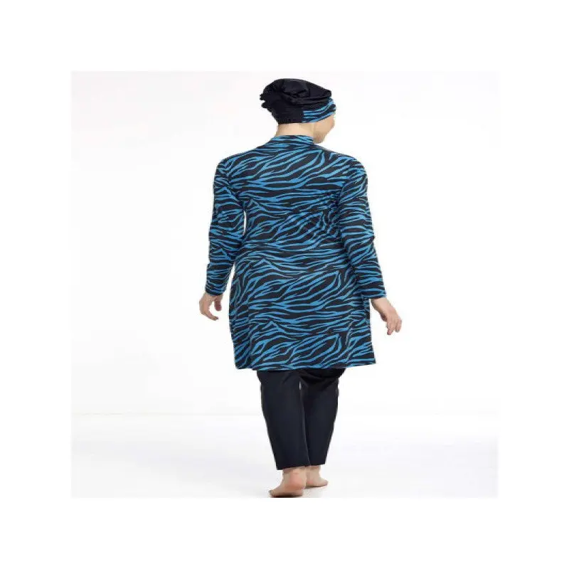 Zebra Pattern Black Hijab Swimsuit