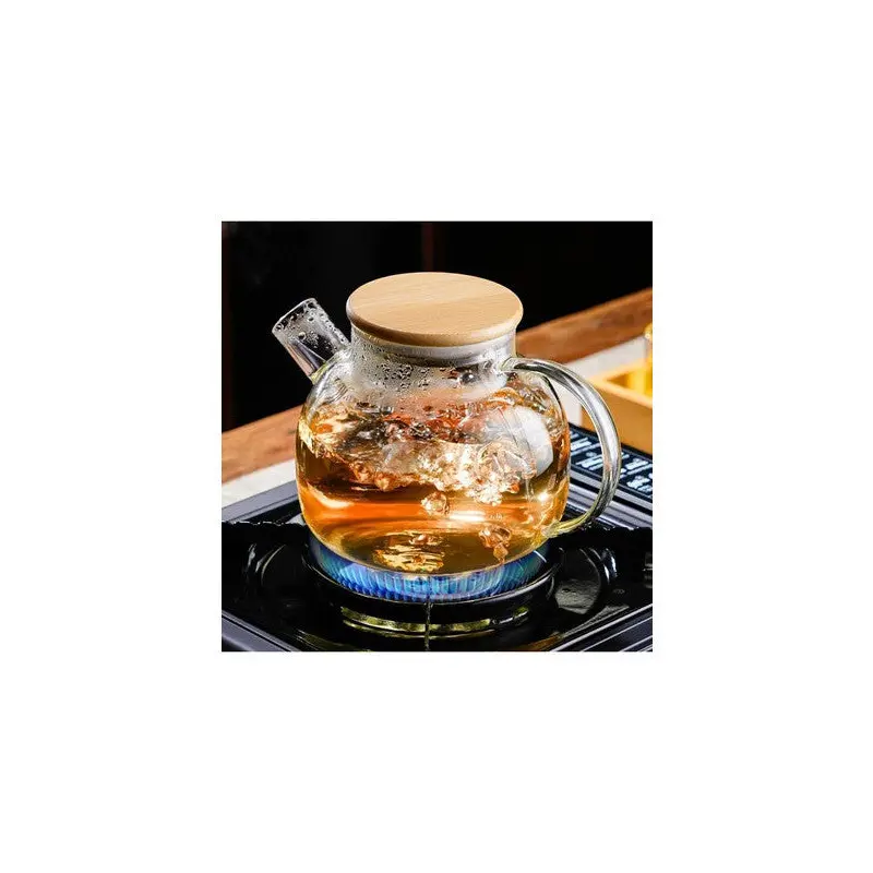 Vacuum Bamboo - Heat Resistant Borosilicate Glass Teapot With Metal Lid And Strainer (1000 Ml) Teapot