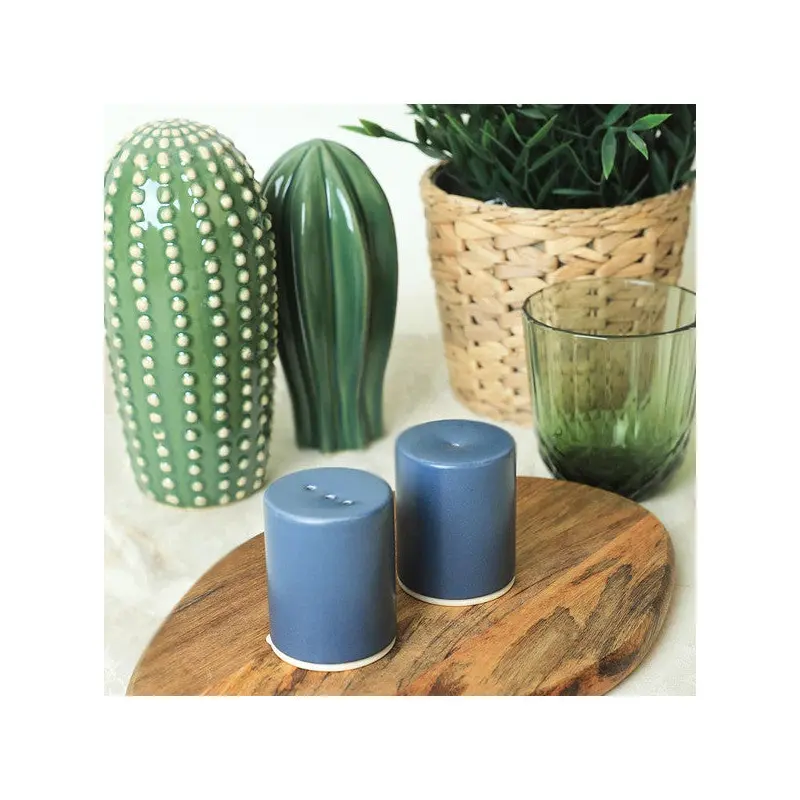 Keramika Matte Blue Stackable Salt / Pepper Shaker 6 Cm