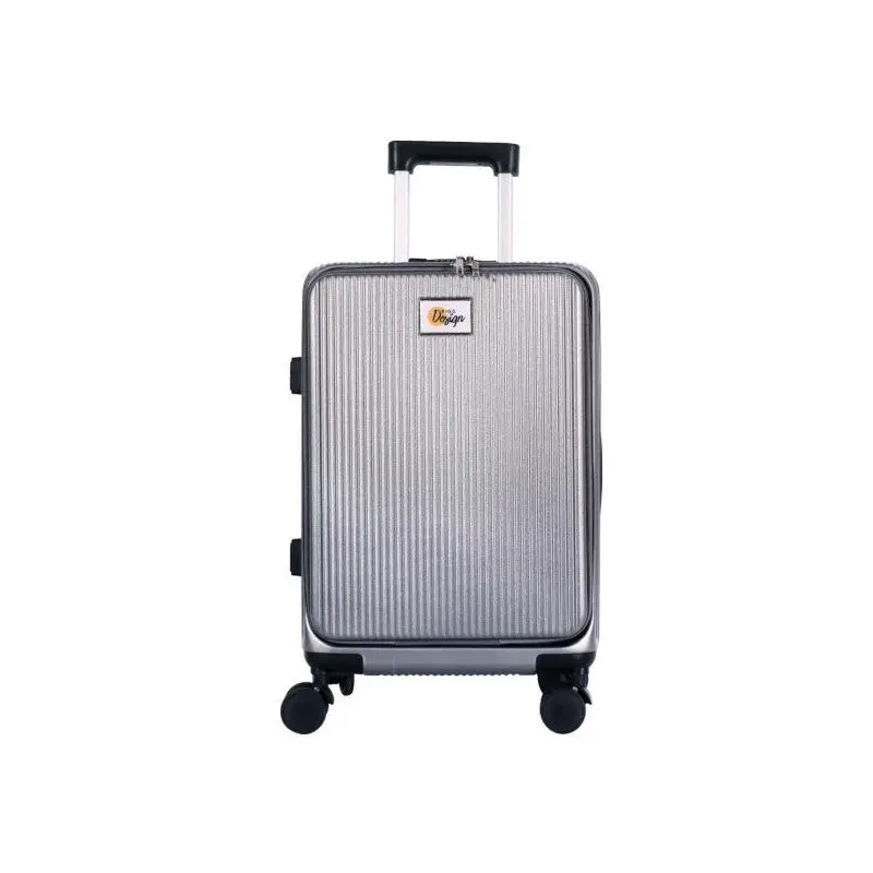 Biggdesign Moods Up Cabin Size Suitcase With Front Compartment, Cup Holder And Usb Port 20" Silver