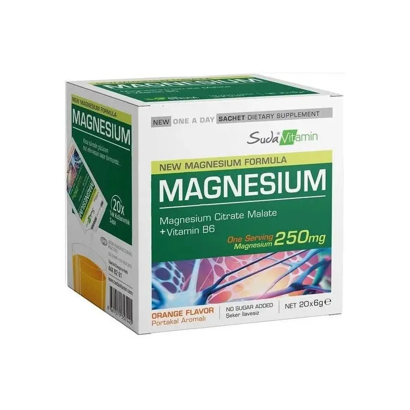 Vitamin Magnesium 250Mg n Water 20 Sachets | Orange Flavor