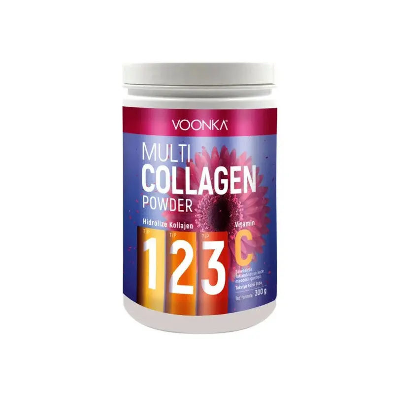 Voonka Multi Collagen Powder Hydrolyzed Collagen Type 1 2 3 Vitamin C 300 Gr