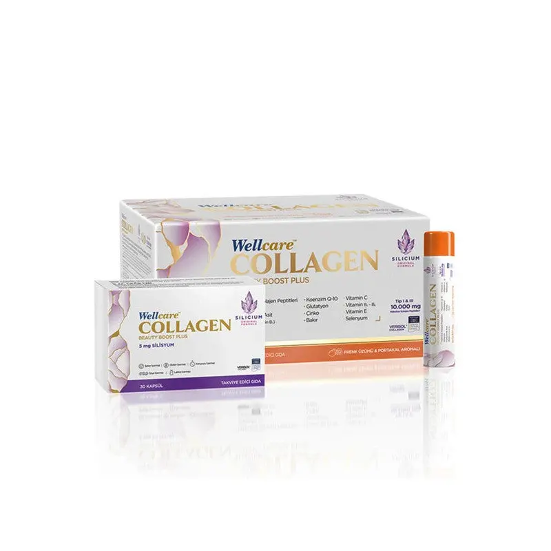 Wellcare Collagen Beauty Boost 10,000 Mg 30 Tubes And 30 Capsules (Blackcurrant And Orange Flavor)
