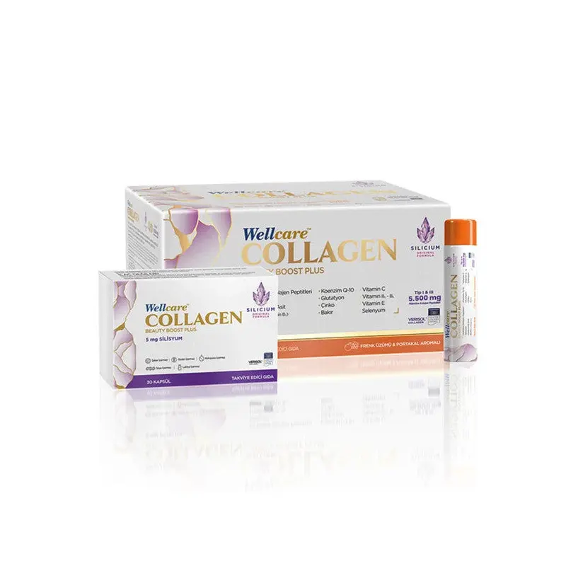 Wellcare Collagen Beauty Boost 5.500 Mg 30 Tubes And 30 Capsules (Blackcurrant And Orange Flavor)