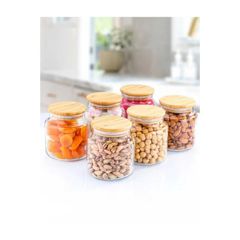 Zone 6 Glass Storage Container Vacuum 800Ml With Bamboo Lid