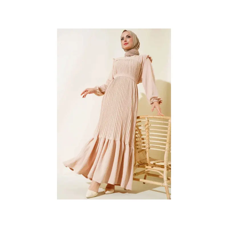 Belted Pleated Princess Dress Stone