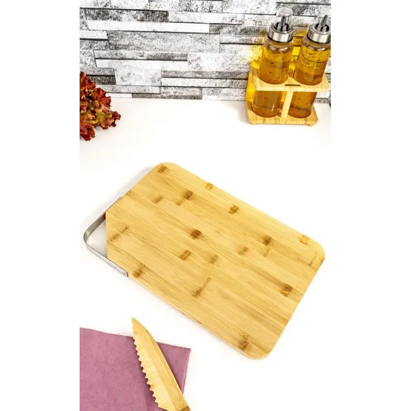 Zoe - Rectangular Cutting Board With Steel Handle, Large