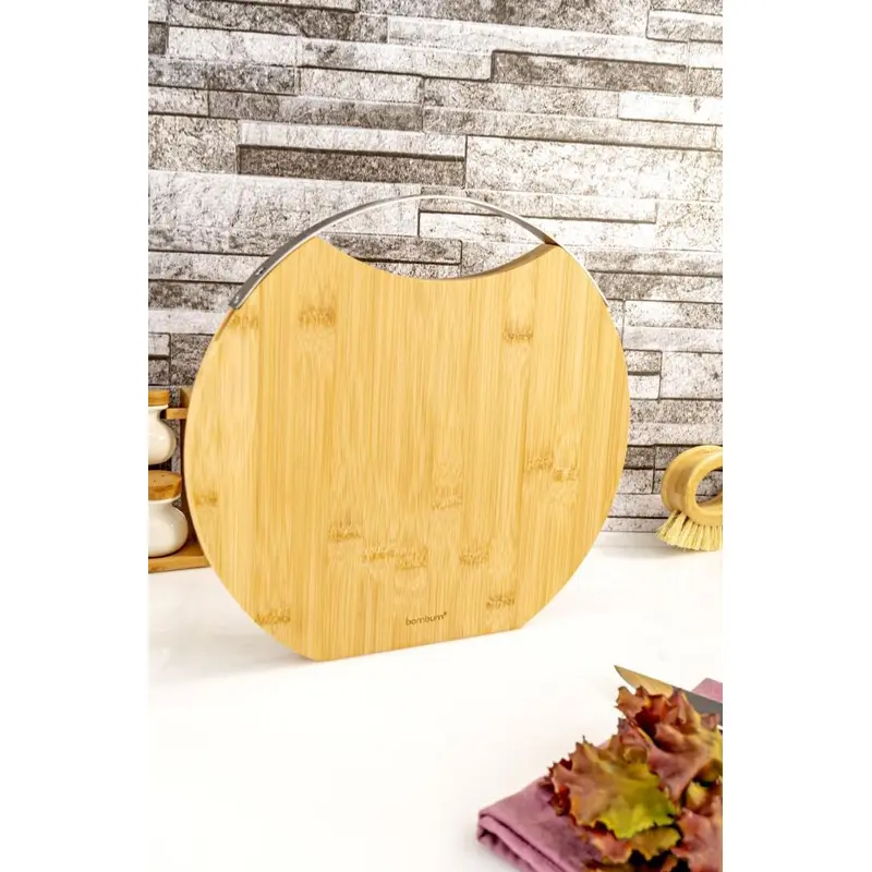 Zoe - Round Cutting Board With Steel Handle, Large