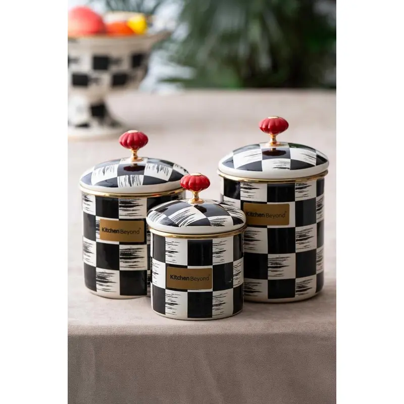 Acar 3 Piece Qualita King Enamel 3 Piece Jar Set Large Stainless Steel