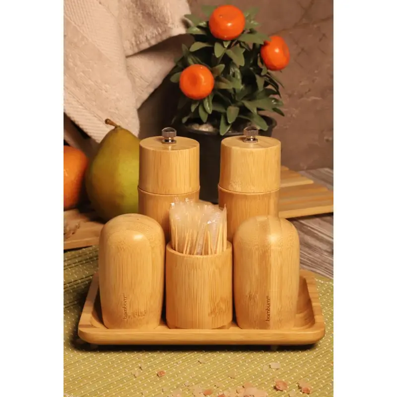 Atbyhome 6 Piece Salt And Pepper Shaker Grinder Set With Stand