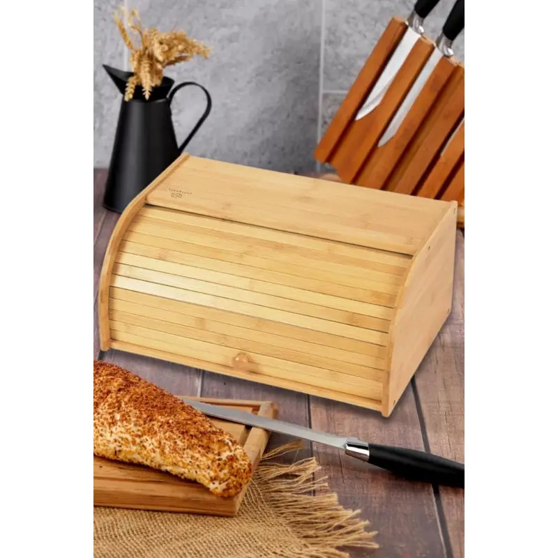 Bamboo Bread Bin Bread Storage Box With Sliding Lid