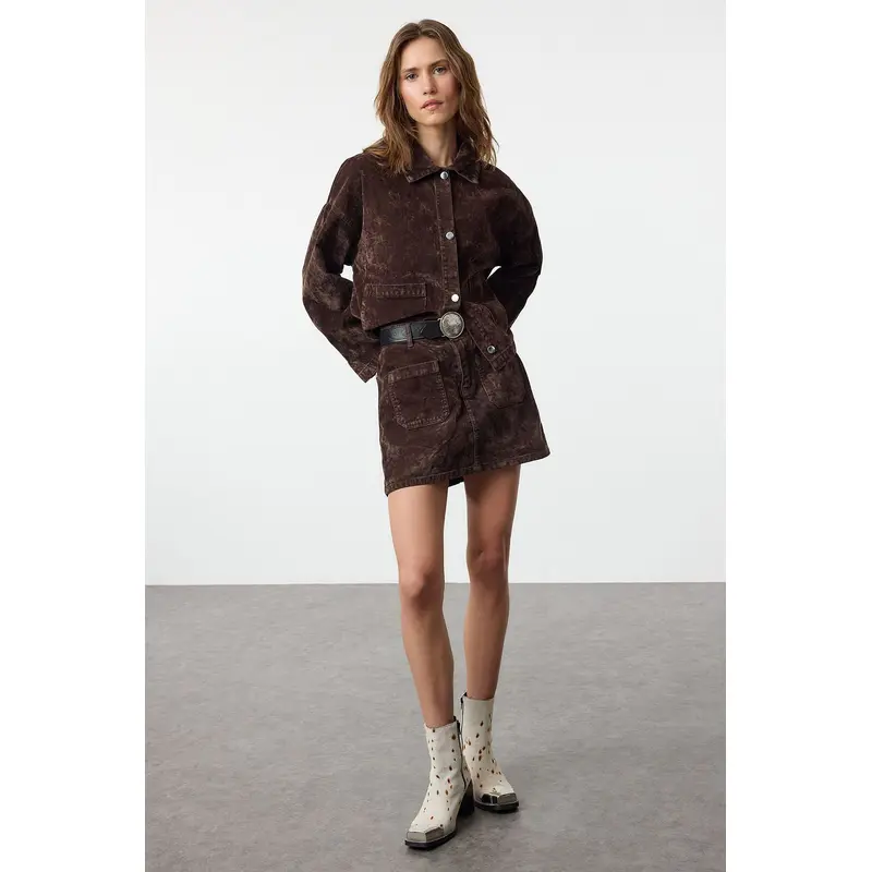 Women's Printed Mini A-Line Denim Skirt