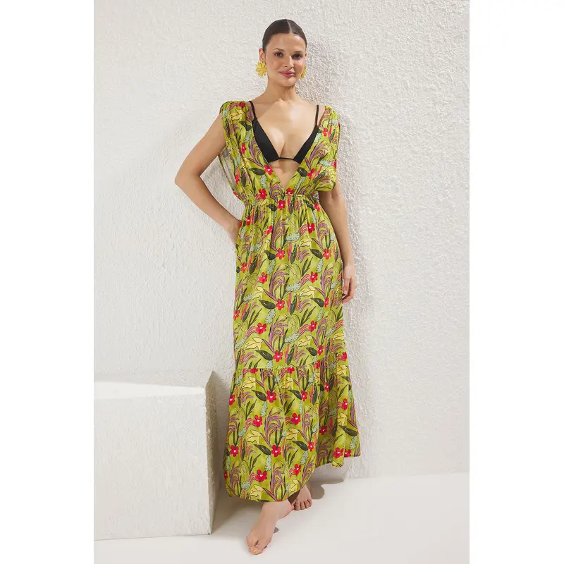 Women's Very Colorful Straight Maxi Sleeveless Beachwear Fitted Dress