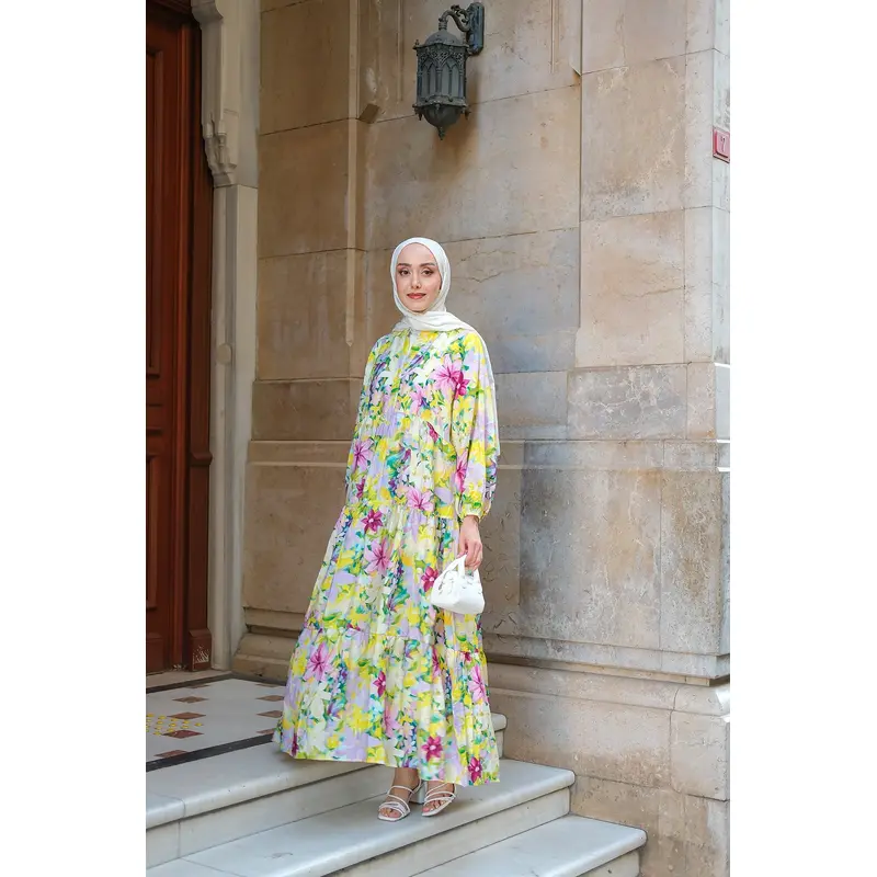 Yellow Dress With Floral Patterns