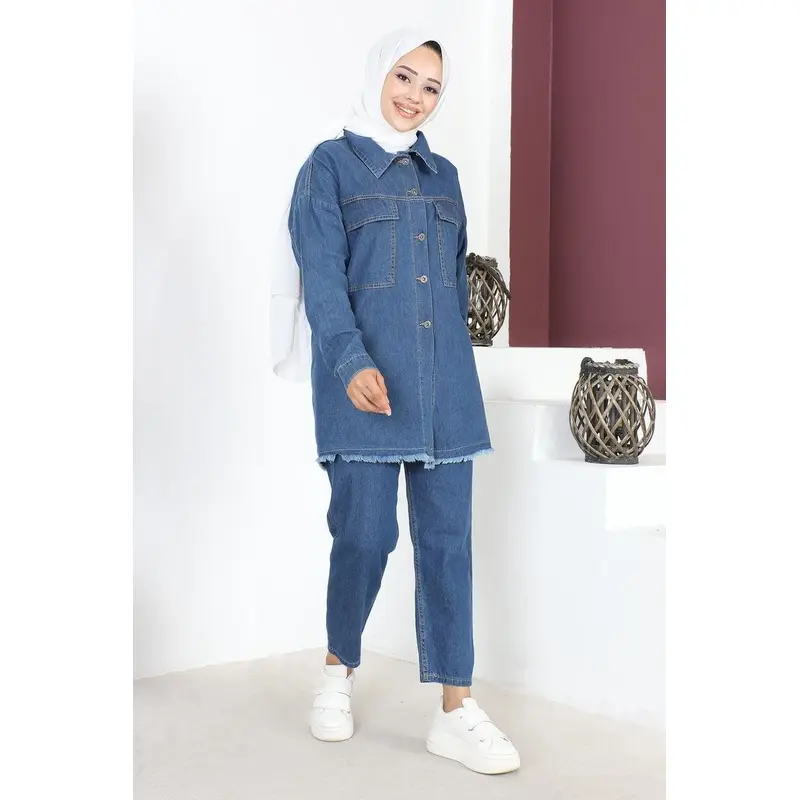 Tassel Detailed Denim Jacket Blue Msw6011
