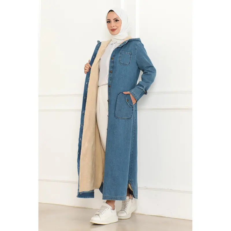 Hooded Denim Jacket Light Blue 19230