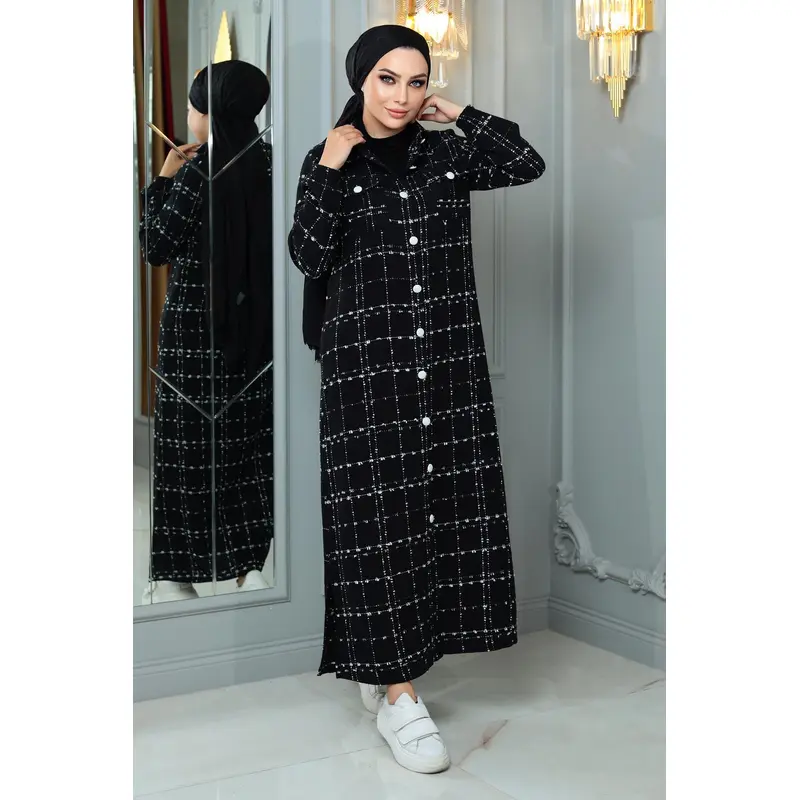 Buttoned Cashmere Coat Black 19260