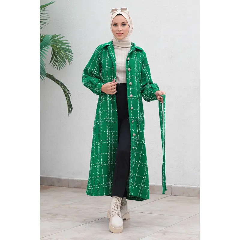 Buttoned Cashmere Coat Green 19600