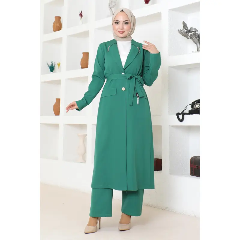 Zipper Detailed Suit Emerald 19201