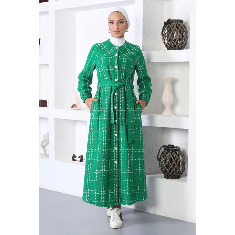 Buttoned Cashmere Coat Green 10295