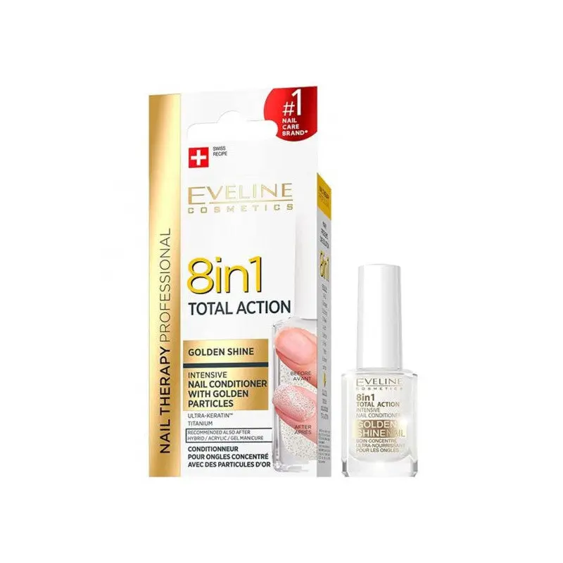 Eveline 8 n 1 Total Action Intensive Nail Conditioner With Gold Particles 12Ml
