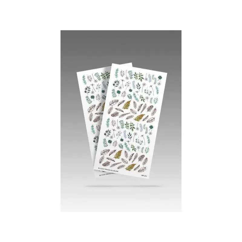 2 Pieces Leaves And Feathers Nail Tattoo, Nail Tattoo, Nail Art, Nail Sticker