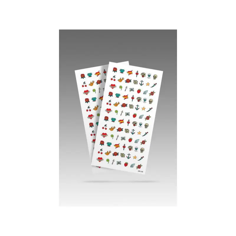 2 Old School Nail Tattoo, Nail Art, Nail Sticker