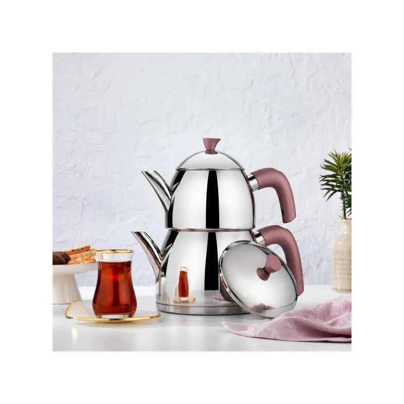 Schafer Alexa Family Size Steel Teapot Set-4 Piece-Rosegold
