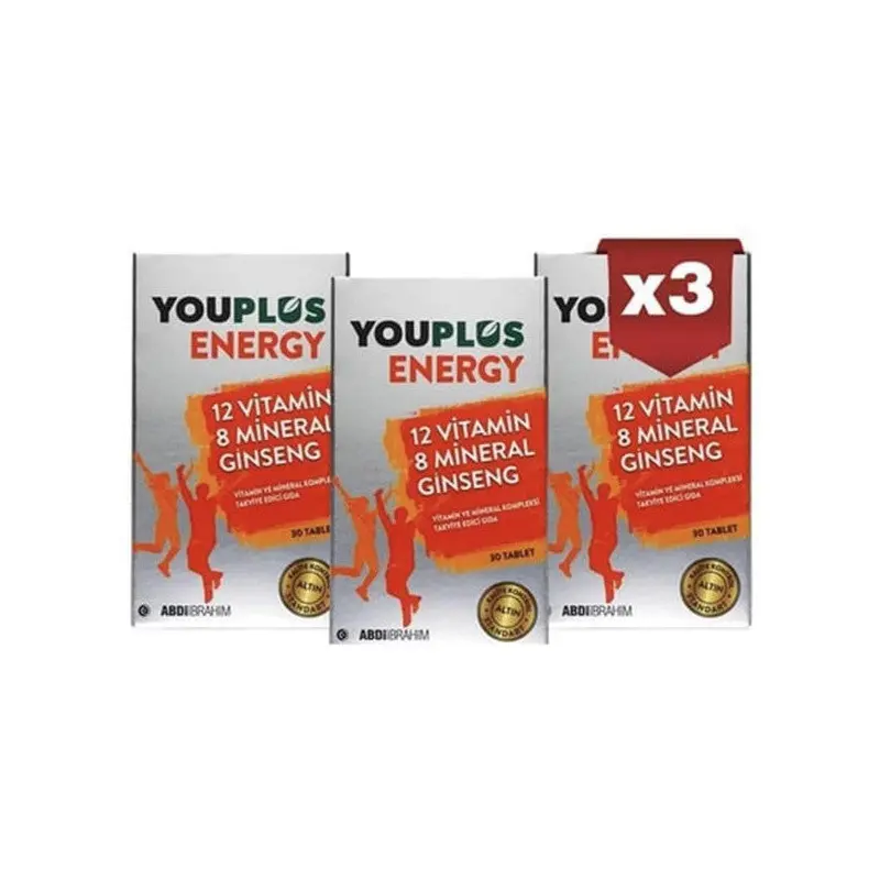 Youplus Energy 12 Vitamins 8 Minerals Multi-Vitamin 30 Tablets | 3 Pack