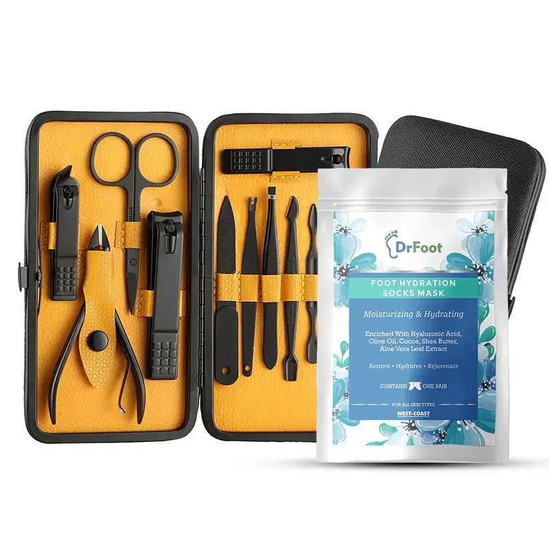 12 in 1: Manicure Pedicure Kit with Foot Peeling Mask | High-Quality Stainless Steel | Essential Tools