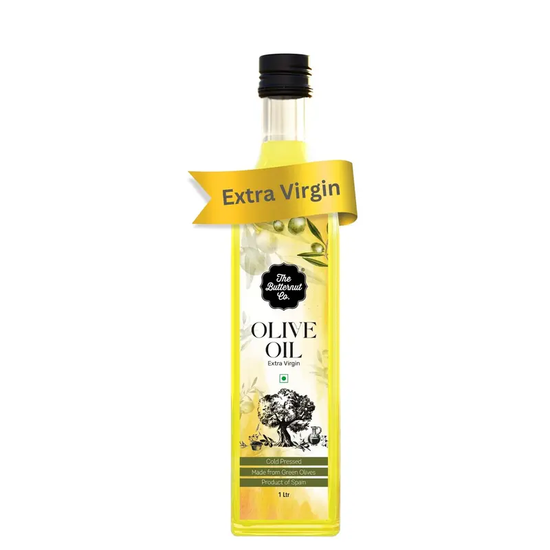 The Butternut Co. Cold Pressed Extra Virgin Olive Oil EVO, Premium Cooking Oil, Perfect for Dressing, Garnishing and Drizzling on Salads, Good for Health, Digestion and Heart, Daily Use, 1 Litre