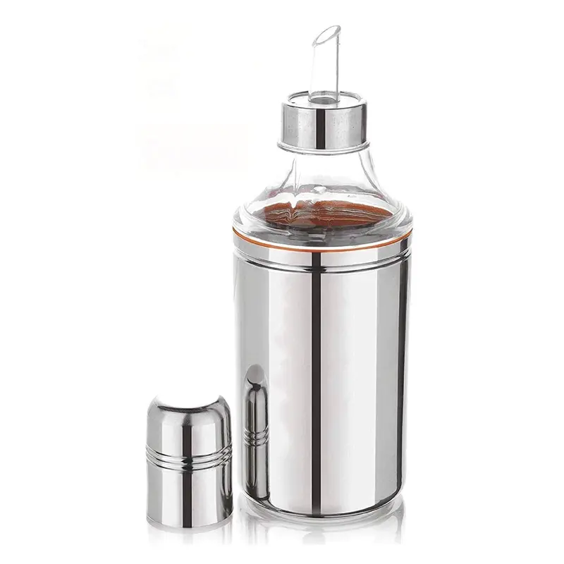 1 Litre Stainless Steel Oil Dispenser - Stylish & Trendy | Polished | Silver
