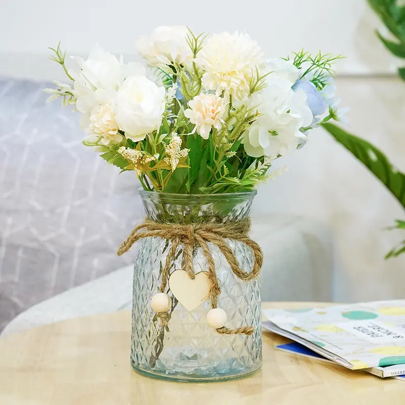 Ekhasa Glass Vase Flower Pot for Home Decoration | Center Table Decorative Items | Thickened Transparent Glass Vase for Flowers. Bookshelf, Dinner Table, Office Desk & Premium Gift