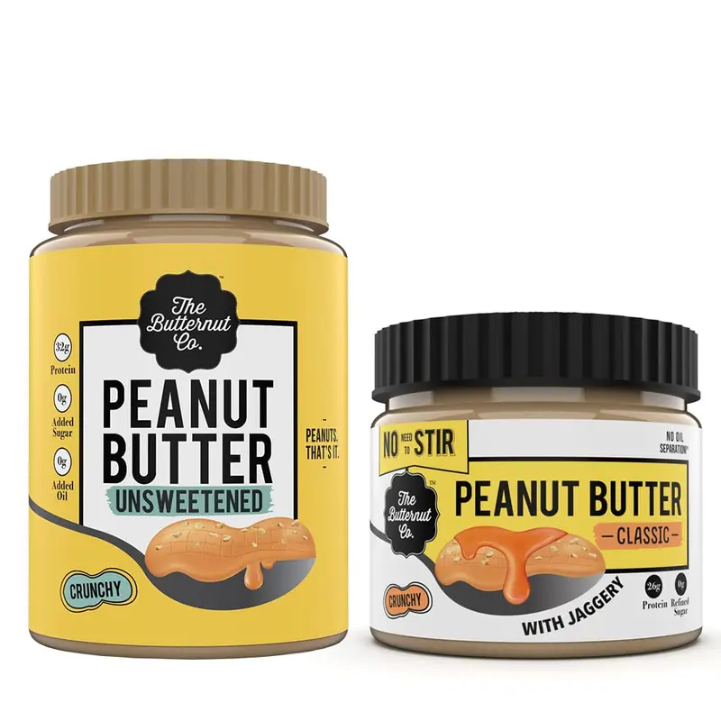 The Butternut Co. Natural Peanut Butter (Crunchy, 1kg) | 32g Protein | No Added Sugar | Gluten Free | Vegan