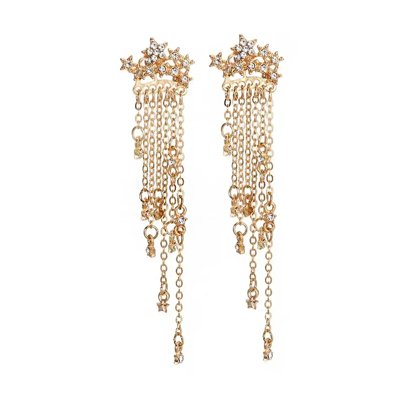 Yellow Chimes: Crystal Dangler Earrings for Women | 9cm | Gold Toned | Floral Design