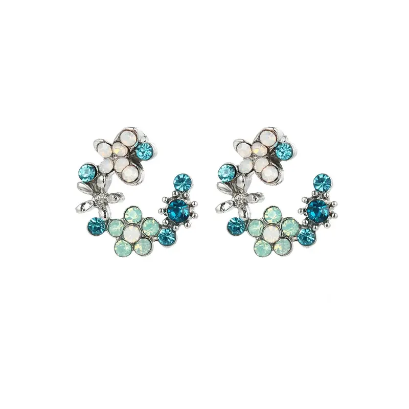 Yellow Chimes: Fashion Hoops Earrings with Floral Design | Silver Tone | 1cm Length | Lightweight