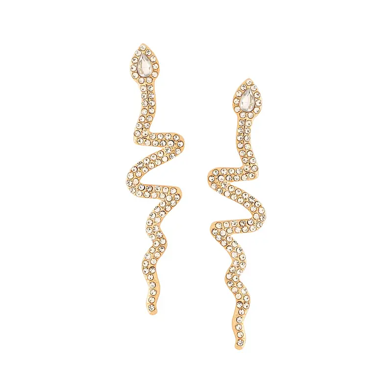 Yellow Chimes: Snake Designed Dangler Earrings | Gold Tone | 6CM Length | Casual and Party Wear