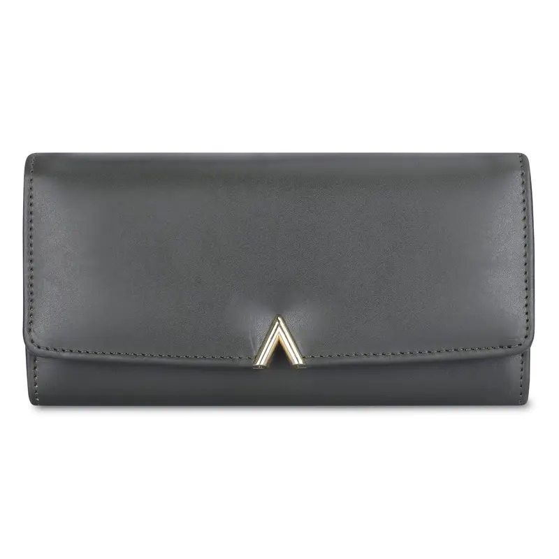 FashionFinesse - Faux Leather Bi-Fold Womens Wallet | 9 Card Slots | Pine Green