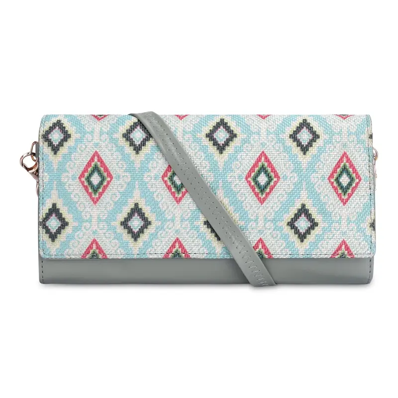 Jolene: Women's Wallet with Multiple Card Slots | 2 Compartments | SkyBlue-Diamond