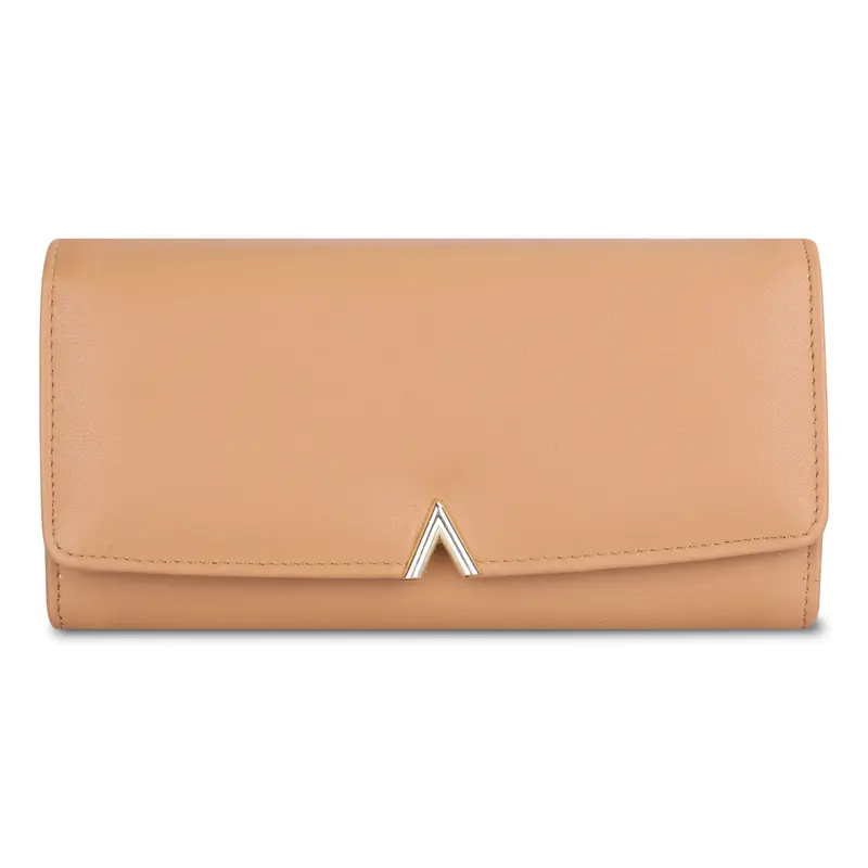 FashionFinesse Bi-Fold: Faux Leather Womens Wallet with 9 Card Slots | Light Brown | Compact Design