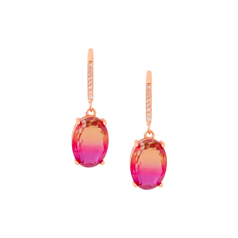 Yellow Chimes: Purple Crystal Drop Earrings | Lightweight | 3.5cm x 1cm | Elegant Design