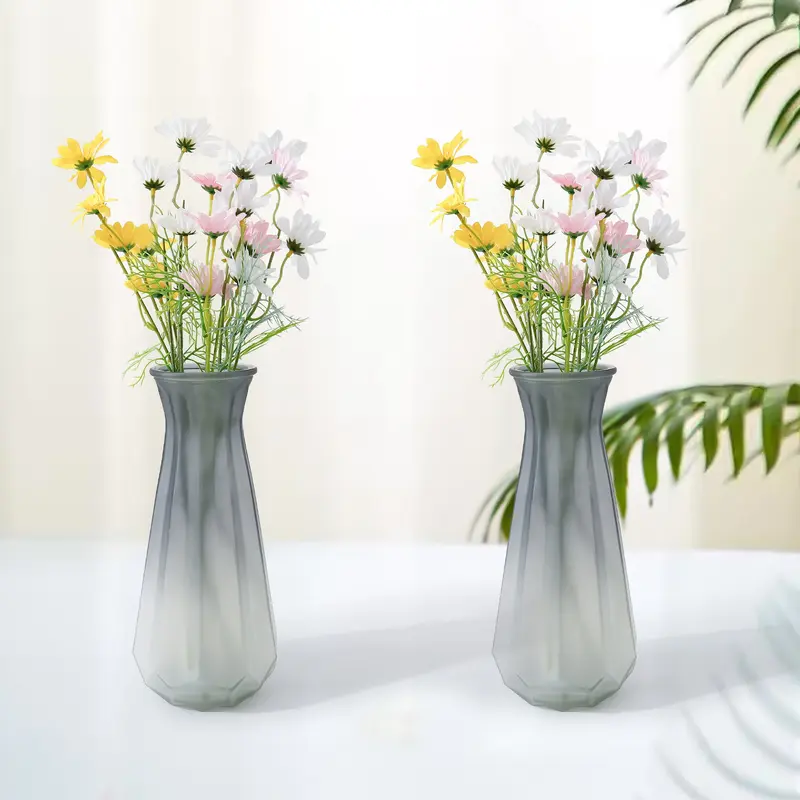 UMAI Glass Vase for Home Decor (2Pcs- 30cm) |Center Table Decorative Items| Flower Vases For Home Decor| Dining Table Decorative Items| Transparent Flower Vase For Living Room, Office, Bookshelf- Grey