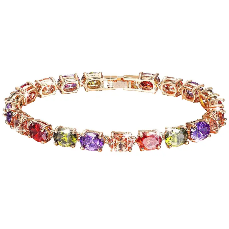 Yellow Chimes Women Crystal Bracelets | Rose Gold Plated Bracelets for Women | Multi Color Crystals Bracelet For Woman | Birthday Gift for Girls & Women Anniversary Gift for Wife