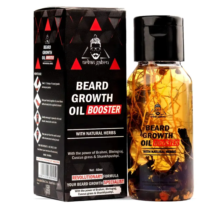 60ml Beard Booster Growth Oil: Nourishing Beard Softener | Paraben Free | Jadibuti Scent