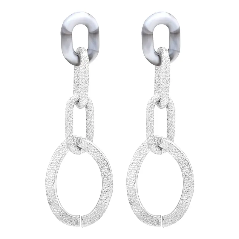 Yellow Chimes: Silver Toned Chain Drop Earrings | 7.5CM | Drop Design | Birthday Gift | 2 Units