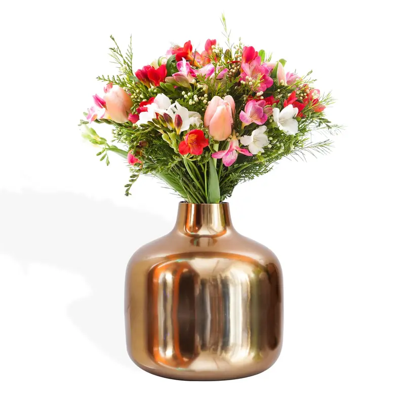 Ekhasa Unbreakable Metallic Copper Flower Vase for Home Decor | Aesthetic Flower Vase Gift for Wedding, Housewarming, Parties, Gatherings | Decorative Metal Vase for Living Room, Dining Table, Office