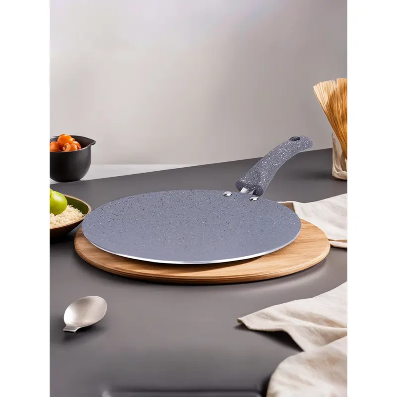 26cm Non-Stick Roti Tawa with Riveted Handle | Grey | Aluminium