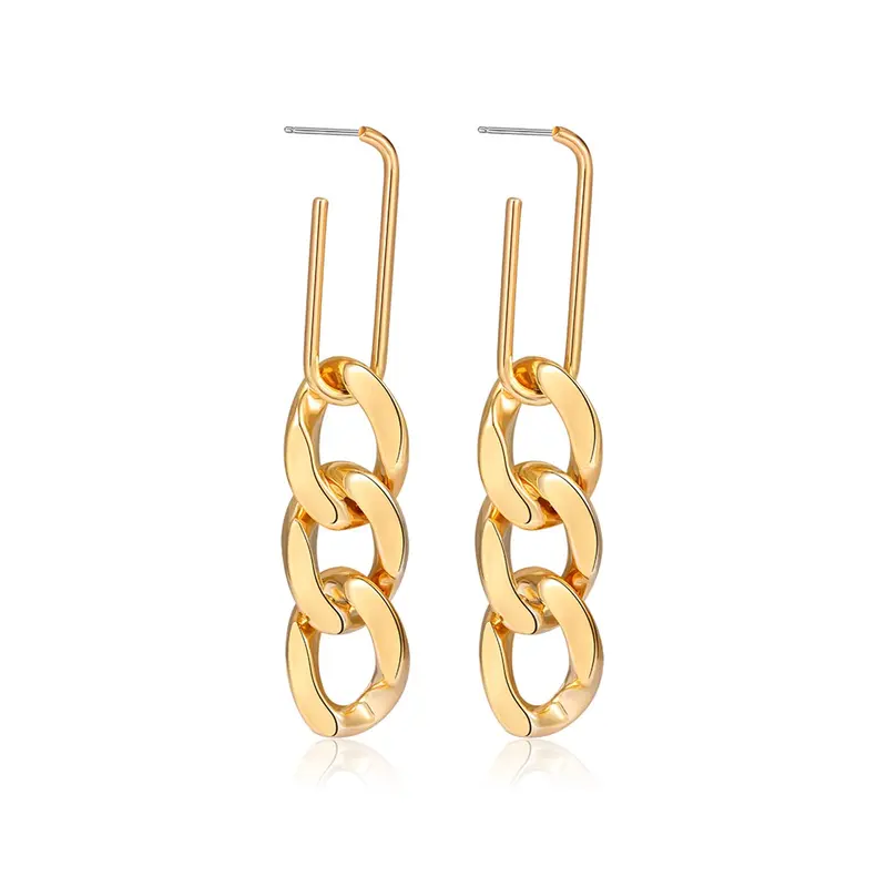 Yellow Chimes Women's Dangler Earrings - Gold Link Chain | 6.9cm | Elegant Gift